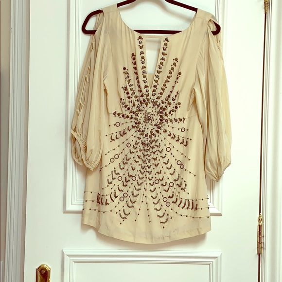 Nanette Lenore cold shoulder silk beaded blouse - Picture 2 of 7